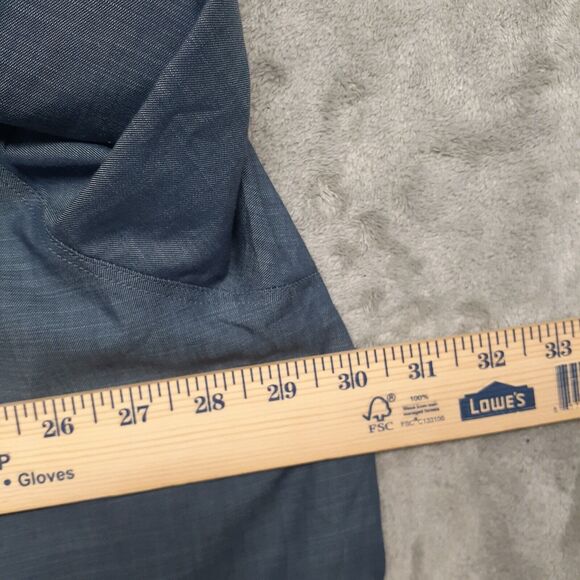 Synrgy Men's 3XL Blue Chambre Button Up Shirt Long Sleeve Casual Roll Tab Sleeve - Picture 5 of 8